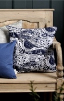 Navy Garden Bird Cushion by Sam Wilson Studio